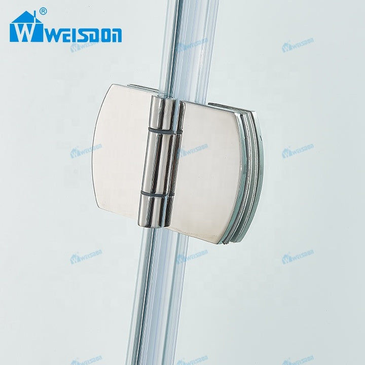 Weisdon Square Aluminum Stainless Steel Pivot Shower Door Frameless Tempered Glass Shower Room
