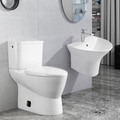Factory Cheap Wc Toilet Set Ceramic Siphon Flushing Toilets Porcelain Siphonic Two Piece Toilet and Wall Hung Basin