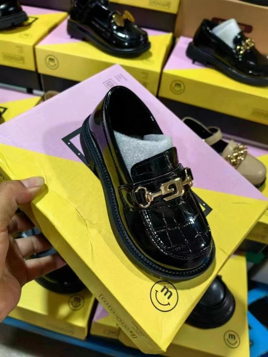 Mixed Small Leather Shoes for Girls Soft Sole Single Shoes for Children Non-slip Lightweight Black Single Shoes Wholesale