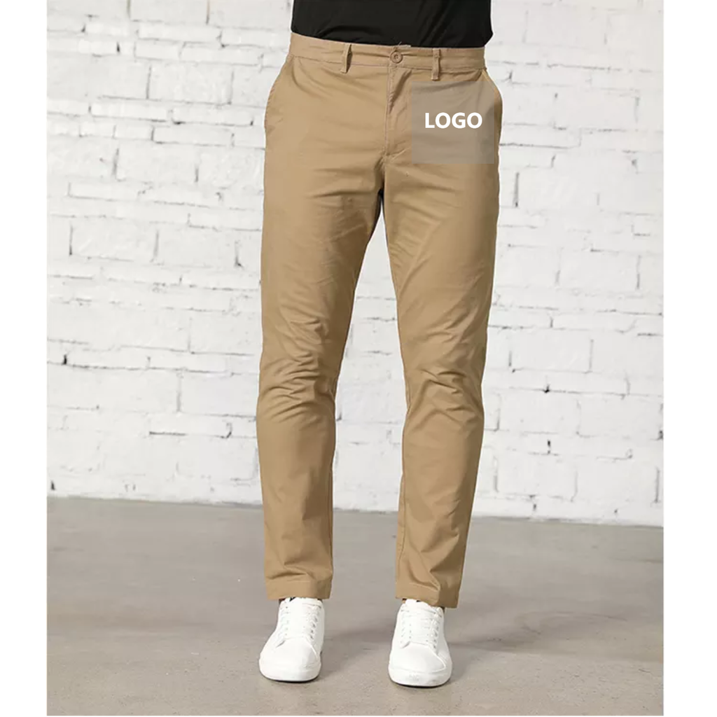 Custom Small MOQ Summer Classic Office Button Zipper Men's Chino Long Pants Trousers Chinos Casual Men Pants
