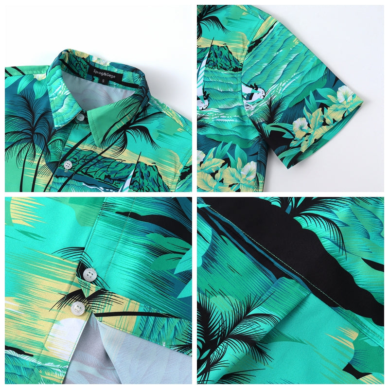 Oem Summer Family Matching Outfits Tropical Hawaiian Shirts Short Sleeve Custom Printed Kids Toddler Boys Aloha Hawaiian Shirts