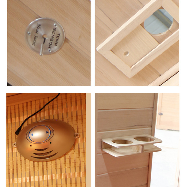 KLAFIN 3-Person Electric Infrared Solid Wood Control Panel Indoor/Outdoor Portable Wooden Infrared Massage Sauna Room Tubs