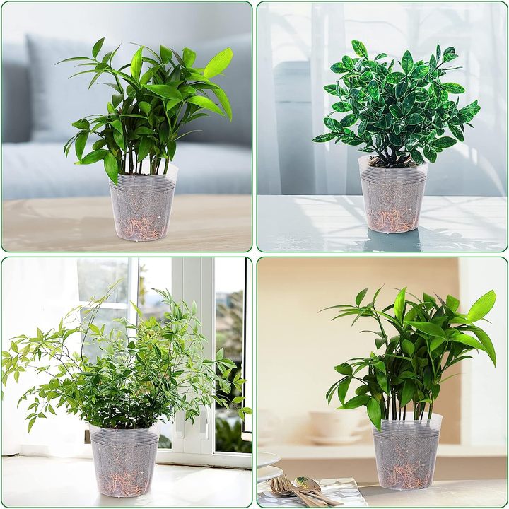 4" Reinforced Clear Nursery Pots with Drainage Holes Plastic Transparent Pots for Plants
