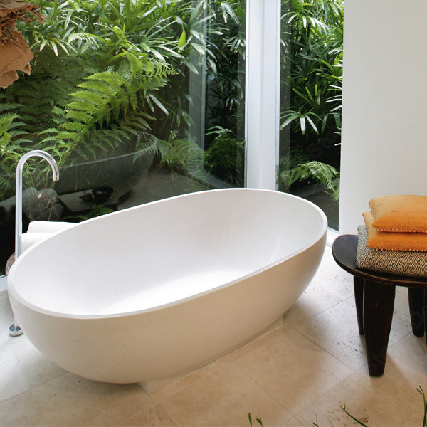 European Style Solid Surface Freestanding Bathtub with Overflow