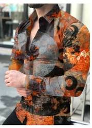 Fashion Custom Men Tee Dress Shirts Casual Clothes Long Sleeve Printing Shirts For Mens