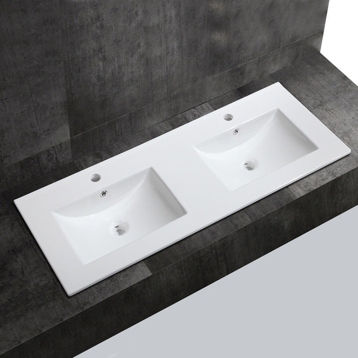 Modern Double Bathroom Sink Ceramic Vanity Cabinet with Square Basin (120cm) for Hotel Use