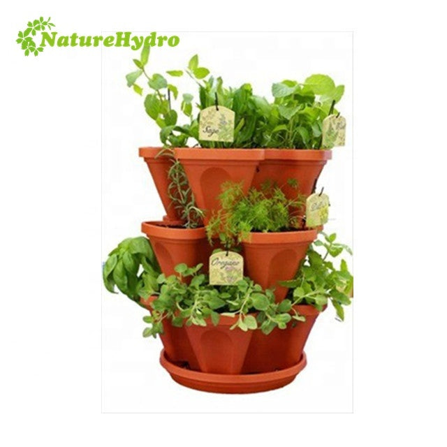 Garden Stackable Plastic Hydroponic Tower Planter Strawberry Flower Pot