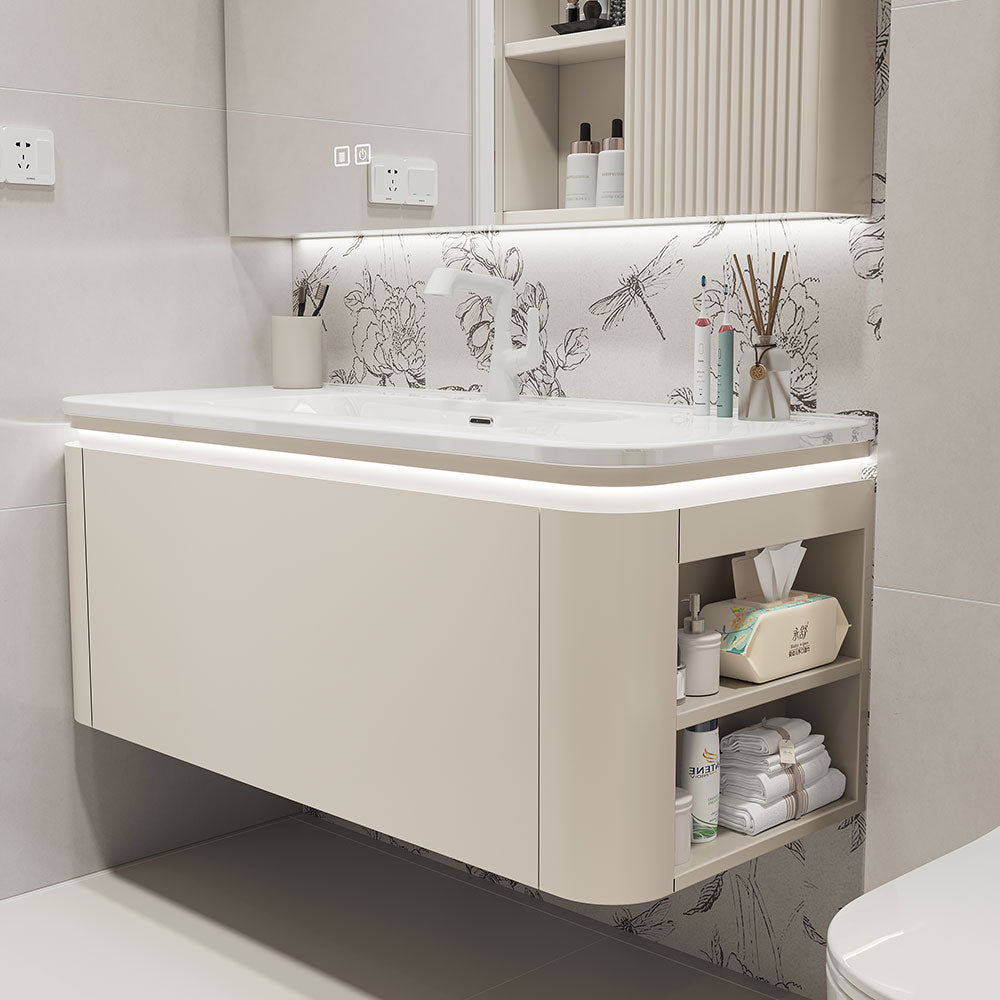 Modern Bathroom Vanities Floating Bathroom Cabinet  with Sink Wood Bathroom Furniture with Smart Mirror Cabinet