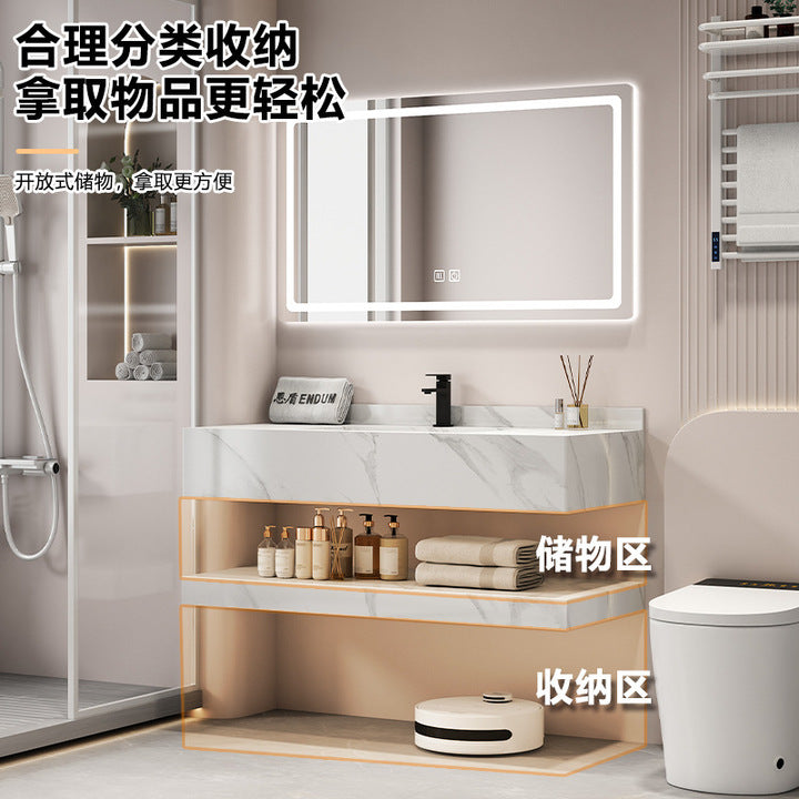 Hotel-Style Double-Layer Rock Plate Seamless Basin Wall-Mounted Face Wash Basin Integrated Ceramic Apartment Bathroom Bathrooms