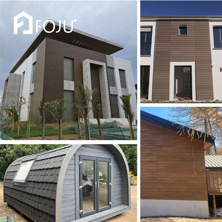 Outdoor Composite Cladding Panels WPC Wall Cladding with Wood Grain Surface for Villa Hotel Garden Exterior Decoration