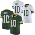 2023 Green Bay Jerseys JD Love #10 Stitched USA American Football Shirts Sport Top VP Limited Jerseys Dropshipping - Green White