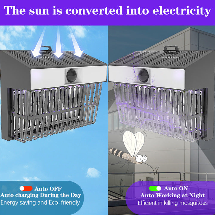 Solar-powered Light-sensitive Bug Zappers Indoor Outdoor Dual-use Mosquito & Fly Trap with IP33 Rating Electric Shock Technology