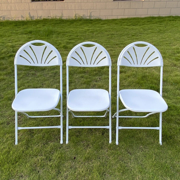 Wholesale Modern Comfortable Portable Colorful Garden Outdoor Warehouse Events Wedding Foldable Metal Plastic Fan Back Chairs