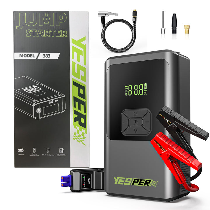 Yesper 383 Model 10000mAh Portable Car Jump Starter 4-in-1 Car Battery Booster Tire Flator with Air Pump
