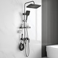 Black Brass Bath Shower Faucets with 4-Function Rainfall Shower Head Cold and Hot Mixer Ceramic Valve Core Rain Spray Pattern