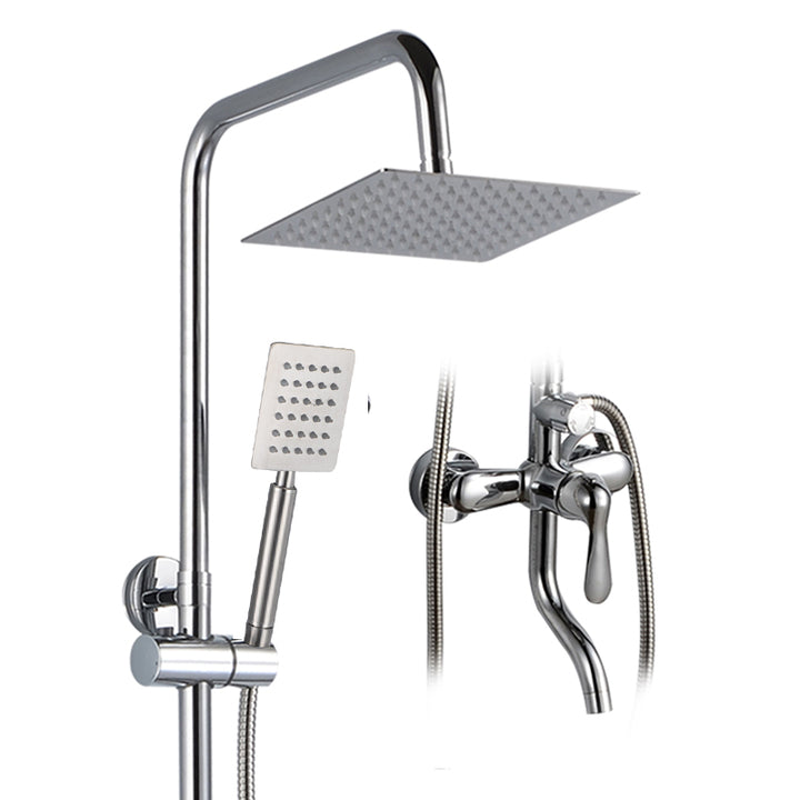 HUICI Modern Style Bath Rain Shower Set Hot and Cold Water Column with Diverter Hand Shower Faucet Accessory for Bathroom
