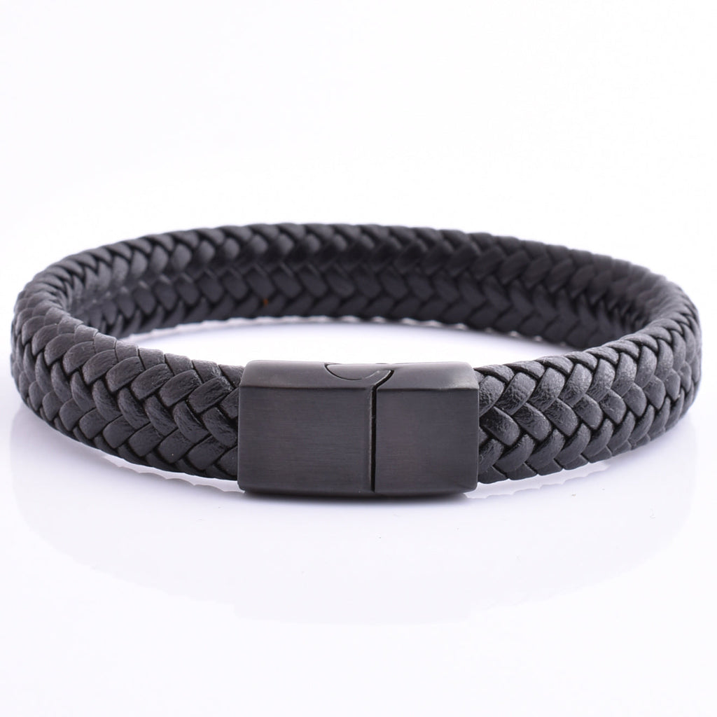 wholesale luxury mens magnetic clasp men jewelry bracelet real leather bracelet