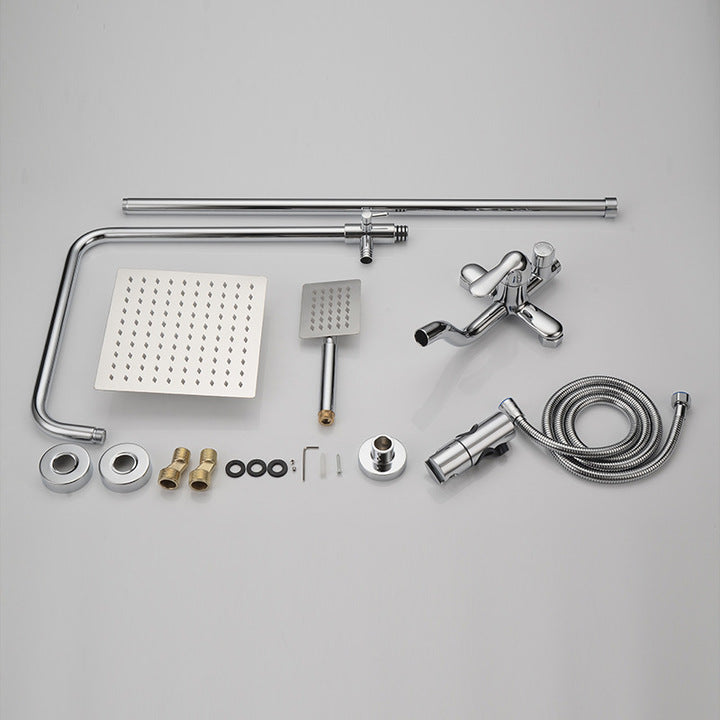 HUICI Modern Style Bath Rain Shower Set Hot and Cold Water Column with Diverter Hand Shower Faucet Accessory for Bathroom