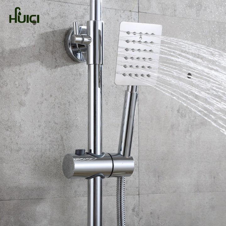 HUICI Modern Style Bath Rain Shower Set Hot and Cold Water Column with Diverter Hand Shower Faucet Accessory for Bathroom