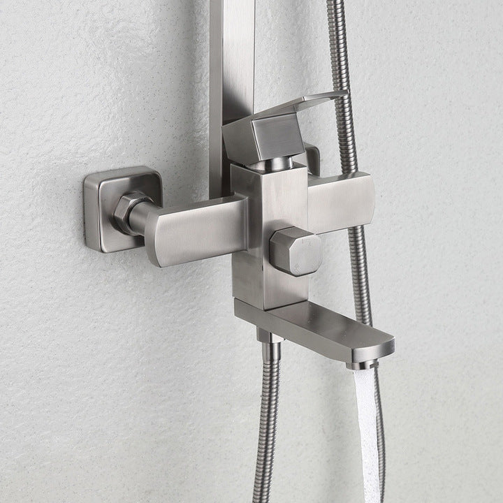 Rainfall Wall Mounted Top Shower and Hand Shower Set 304 Stainless Steel Wall-mount Bath Tub Rain-style Shower Faucet