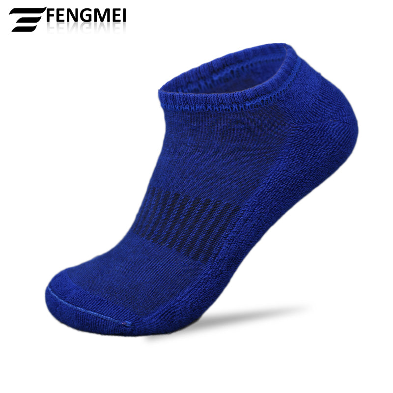 hot selling men casual sports socks breathable custom logo plain socks cotton waist tied terry cushion ankle socks