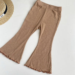 Wholesale summer pit cotton bell-bottom kids pant wide leg fashion girls pants