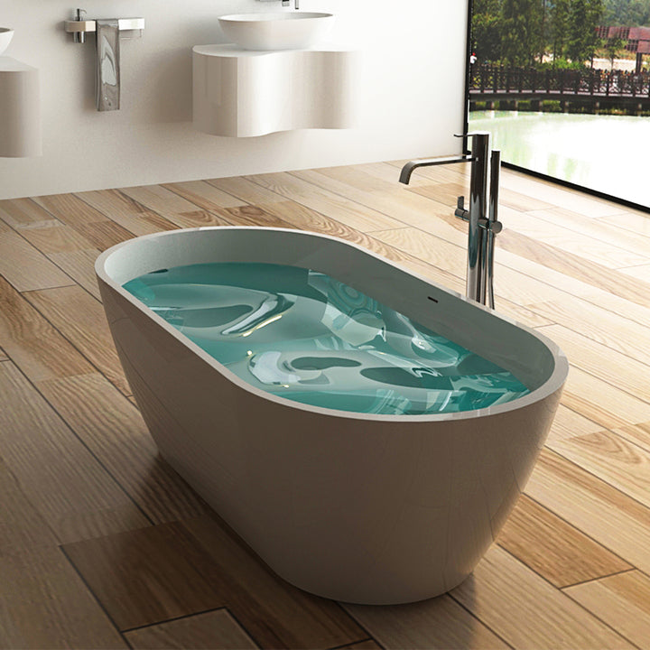 European Style Solid Surface Freestanding Bathtub with Overflow
