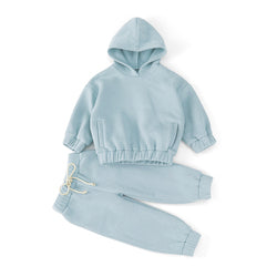Wholesale Kids Boys 2 Piece Fleece Sweatshirt Girls Sweatsuit hoodies set Children Tracksuit Jogger Set