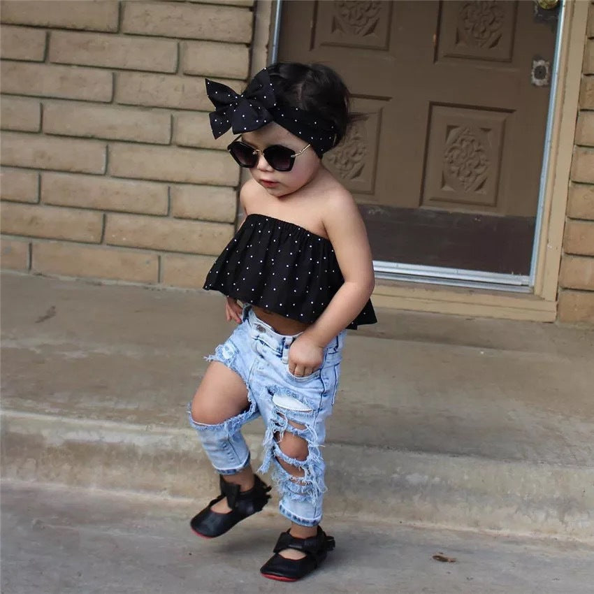 2PCS Set Toddler Kids Baby Girls Outfits Clothes T-Shirt Vest Tops+Shorts Pants