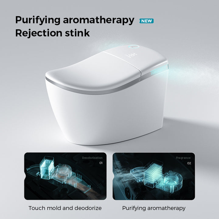 Modern High-End Smart Toilet Remote Control Automatic Intelligence Floor-Mounted for Sanitary Bathroom Drainage Included