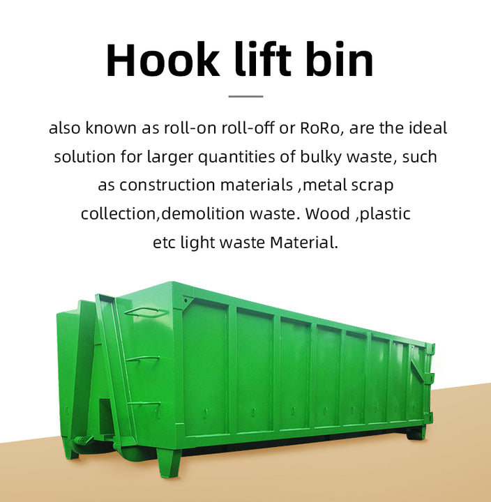 Heavy Duty Roll on Roll Off Skip Bins 10m Standard Large Hook Lift Bin Outdoor Garbage Recycle Recycle Hopper Skips Container