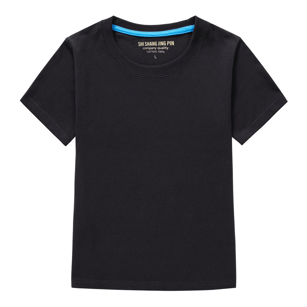 Wholesale Short Sleeve Solid Color Blank Shirts Child Kid Boys Girls Top Logo Custom Kids Cotton T Shirt