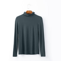 European plus size women's autumn style long sleeve T-shirt versatile solid color top turtleneck modal cotton base shirt