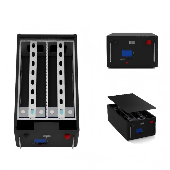 SLD48V Empty Battery Box with 2 Handles | 1.0mm SGCC Black/ White Powder Coated for 16pcs 314AH LiFePO4
