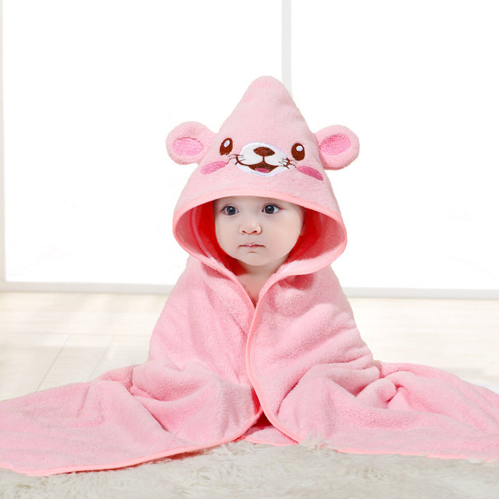 Soft Cartoon Animal Shape Baby Hooded Towel Coral Velvet Microfiber Baby Shower Towel Ponchohooded Towel