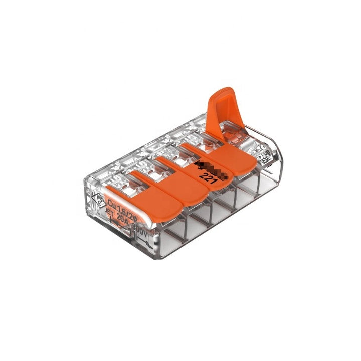 Original Brand New Quick Wire Connector 221-415 32A 5 POS Spring Clamp ST Cable Mount Female Terminal Block