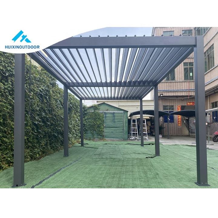 Amshine Customized Waterproof Metal Gazebo Opening Louvre Pergola Covers System Easily Assembled Aluminium Pavilion