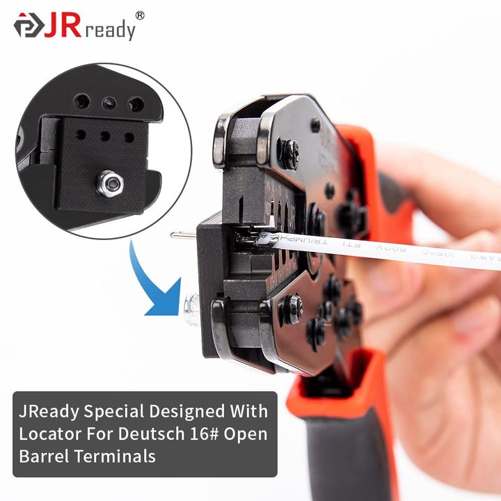 JRready ST6316 DT Deutsch Connector Kit, 2 3 4 6 8 12 Pin Connector Deutsch Crimp Tool (ACT-LY-16DT) Size 16 Stamped Contacts
