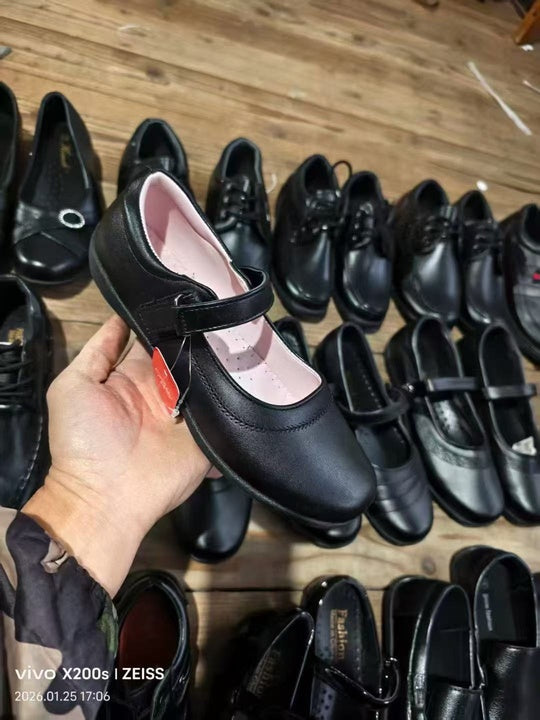 Children's Black School Shoes Soft Sole Comfortable Children's Leather Shoes Unisex Party Shoes Mixed Design Wholesale