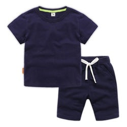 Conyson 2022 Summer Solid Color Cotton Shorts And T Shirt Kids Clothing Sets Custom Baby Boys Clothing Sets 4 To 12 Years Old