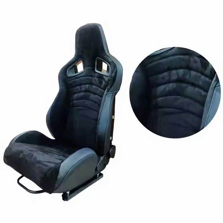 Universal Sportster CS Black Leather with Suede Matte Fiberglass Back Bucket Racing Seats for RECARO