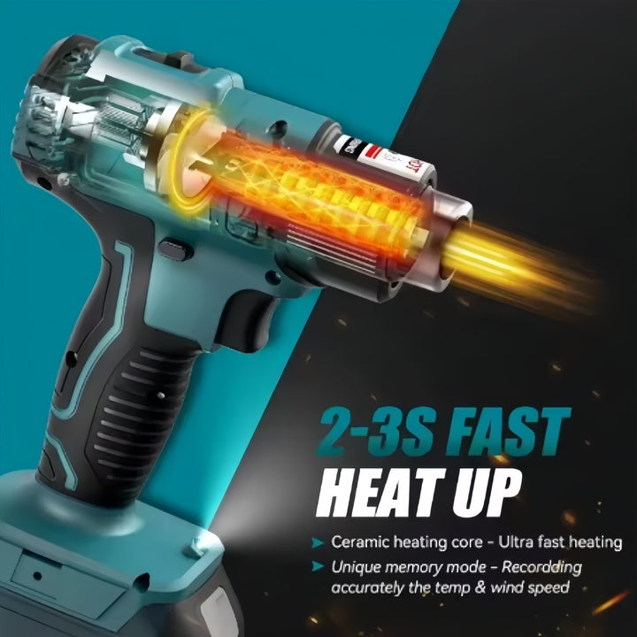 Digital Display Cordless Heat Gun 18V-20V Battery Adjustable Temperature 550°C Battery Heat Shrink Gun