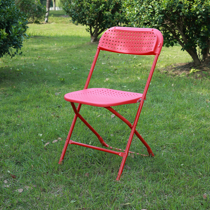 Wholesale Outdoor Red Ceremony Wedding Decoration Plastic Restaurant Fan Back Folding Chairs for Events Provide ODM/OEM Service