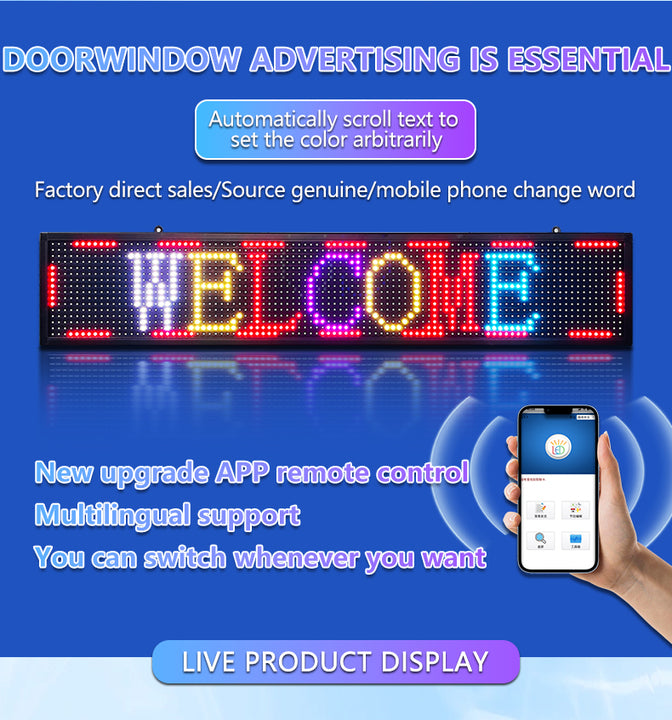 P10 WiFi Programmable LED Scrolling Sign Message Board RGB Full Color HD Definition Display Board LED Sign Display