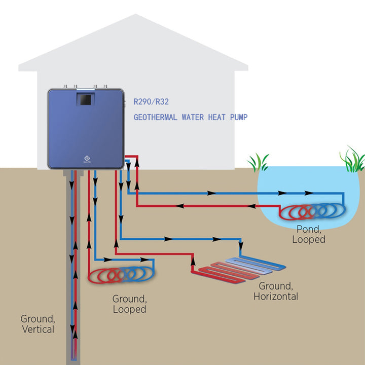 Nulite R32 Wifi Water Water Heatpump Factory 11kw 13kw 18kw 22kw 28kw Dc Inverter Geothermal Heat Pump Cooling Heating