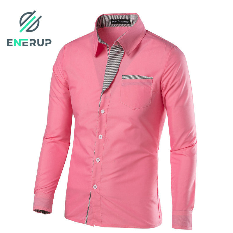 enerup wholesale new design camisa masculina long sleeve mens korean slim formal casual male dress shirt