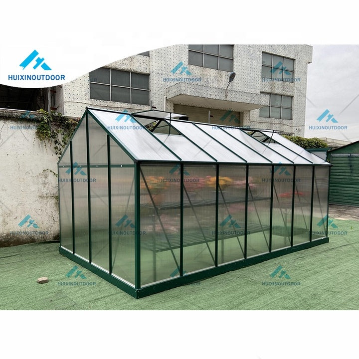 Modern Polycarbonate Green Houses Backyard Planting 6mm Green Metal Aluminum Garden Greenhouse