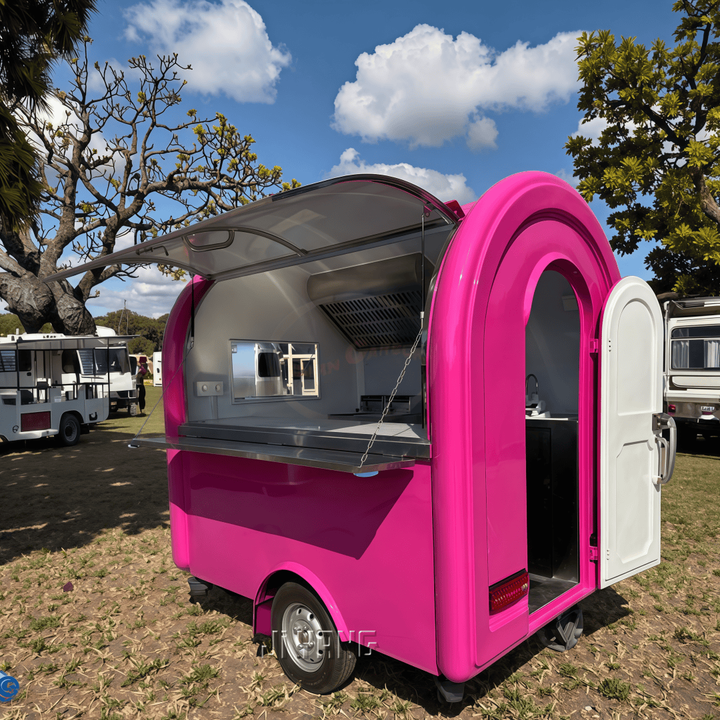 Customizable Mini Outdoor Service Cart Towable Mobile Food Truck for Coffee & Ice Cream Catering Full Kitchen Equipment Included