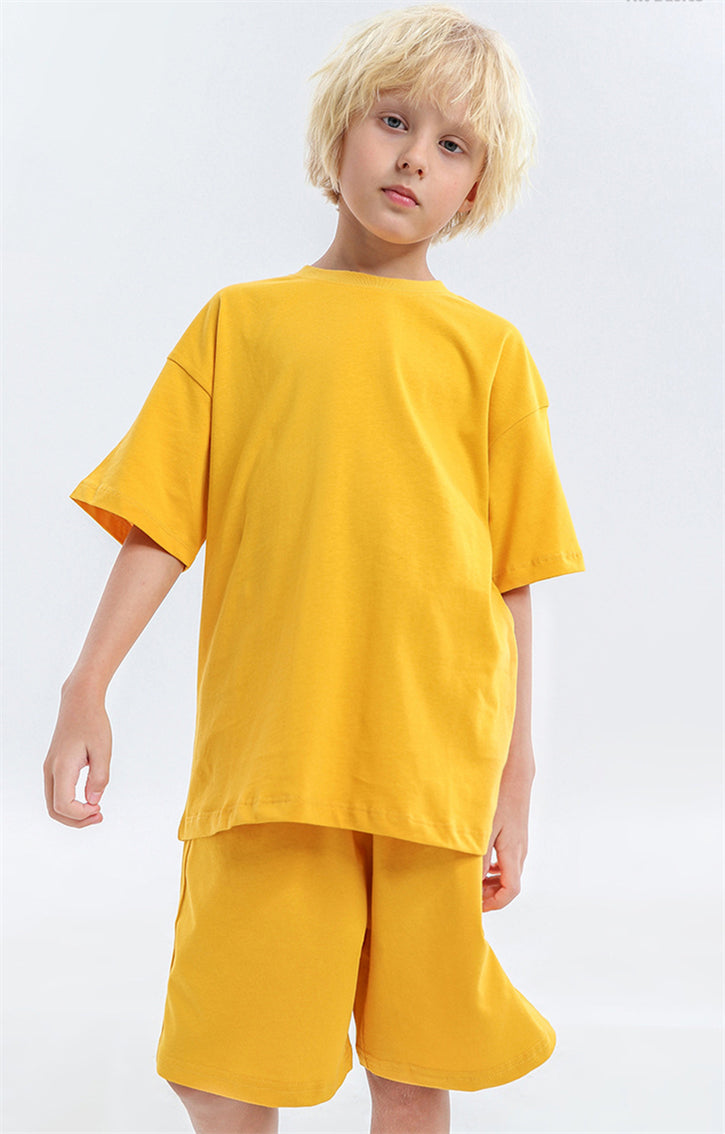 wholesale custom logo 100% cotton children t shirt teen kids boy t-shirt plain blank solid oversize boys T shirt 4 to 10 years