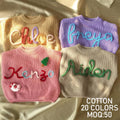 Personalized Hand Embroidered Custom Women's Sweater Floral Embroidery Front Logo 100% Cotton Sweet Style Spring Birthday Gift
